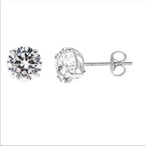 14k Pure White Gold .50ctw =5mm CZ stud Earrings